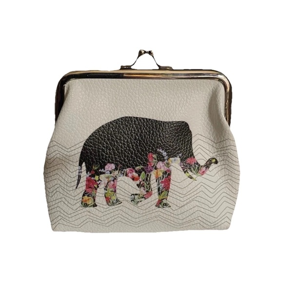 Elegant White Elephant Print Women's Coin Purse/Wallet - Picture 2 of 3